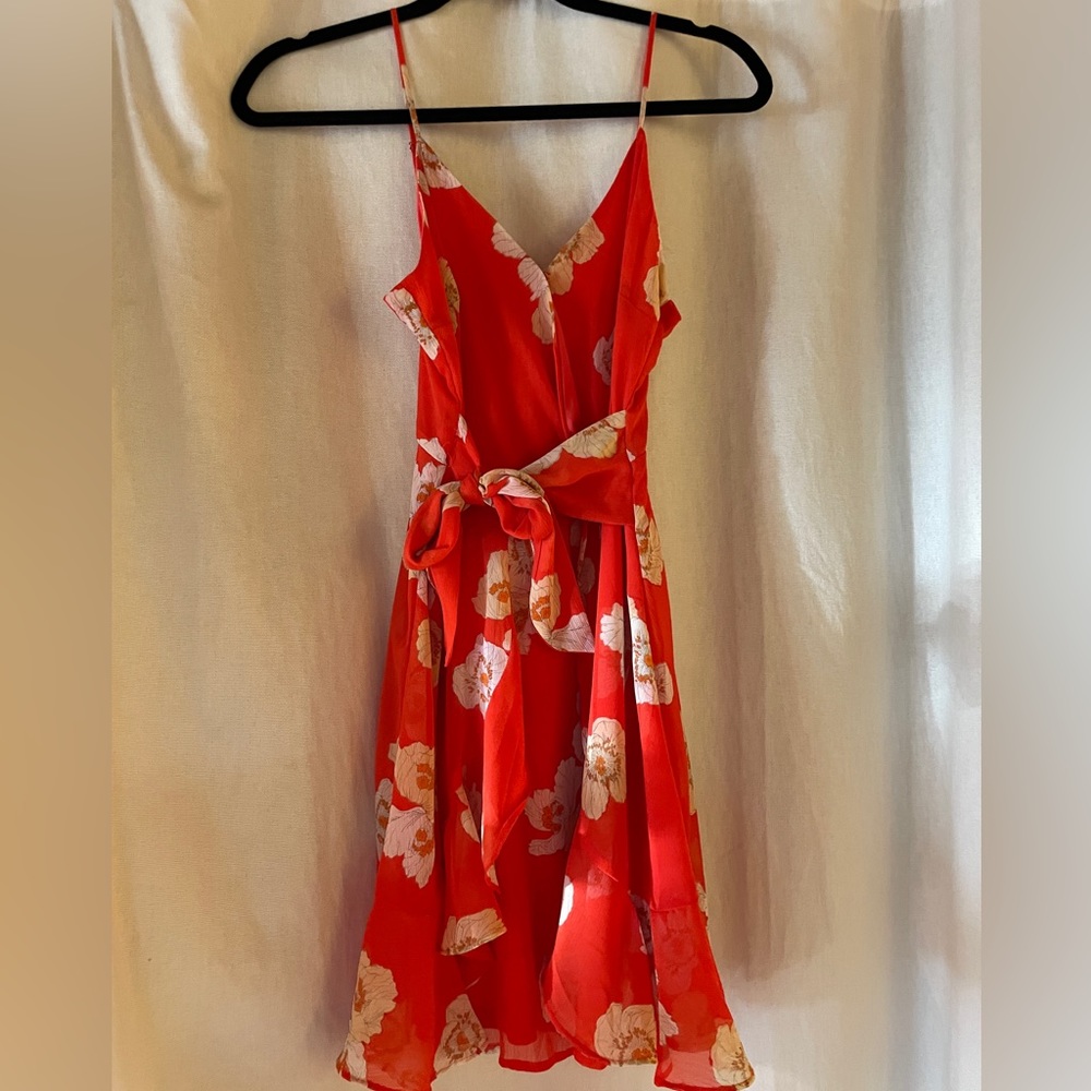 All in Favor Coral Floral Dress